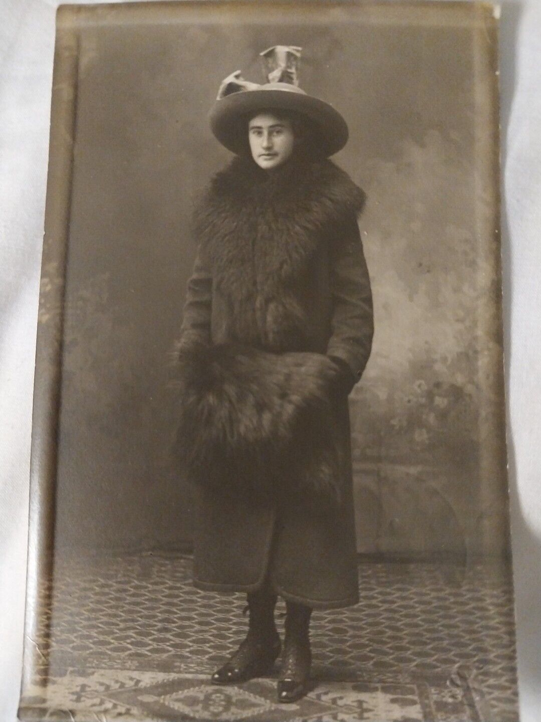 Vintage Real Photo Postcard Fancy Dressed Woman 1909-10