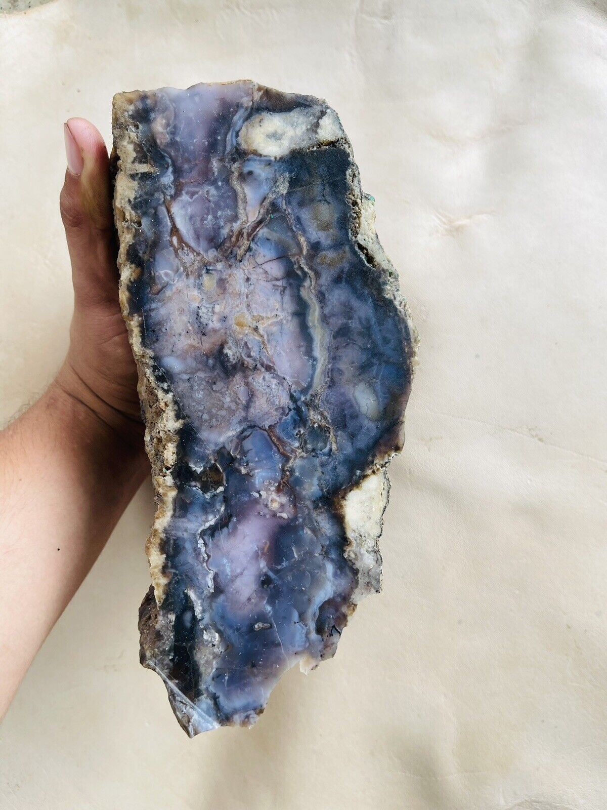Mexican amethyst sage agate lapidary rough piece  4.12 lbs