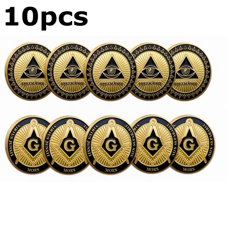 10pcs Masonic Freemason Commemorative Coin Collectible Challenge