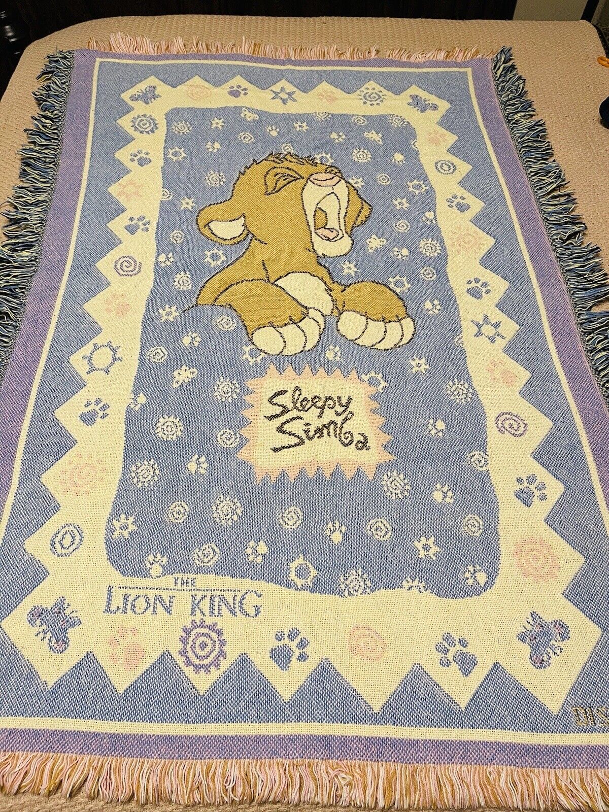 Disney Lion King Simba Baby Multicolor Throw Blanket Wall Hanging 33” X  48”
