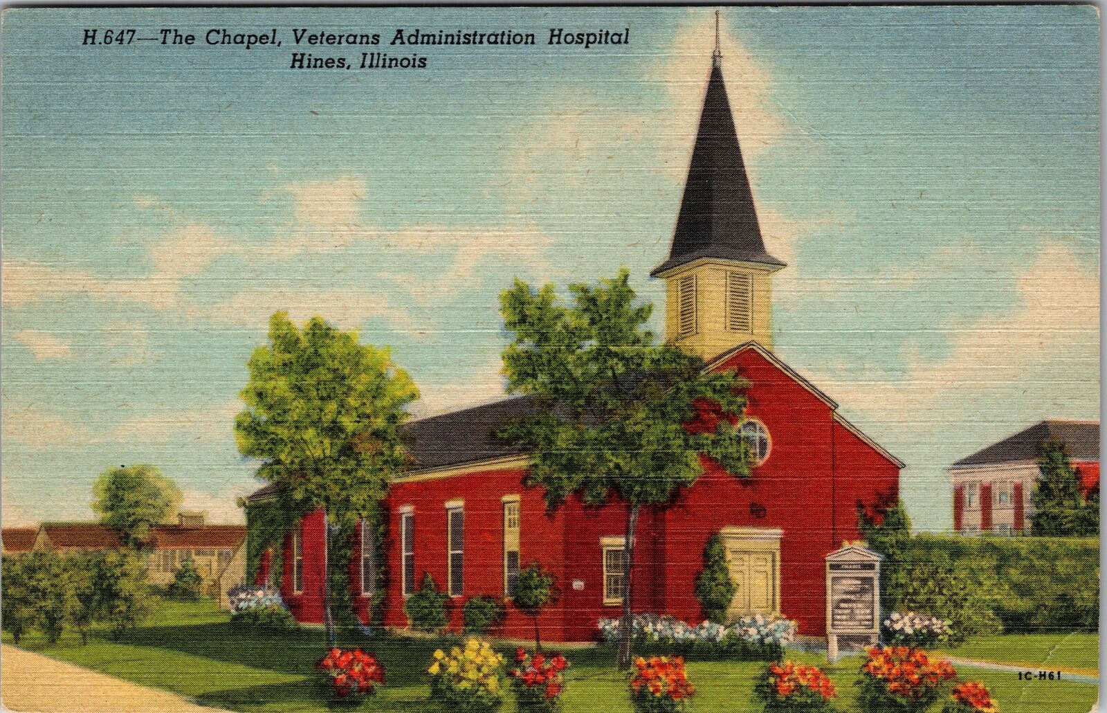 Hines IL-Illinois, The Chapel, Veterans Administration Hospital Vintage Postcard