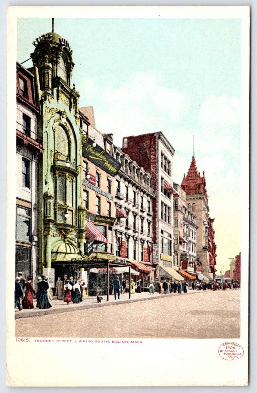 Postcard Tremont Street Looking South, Boston Massachusetts Unposted