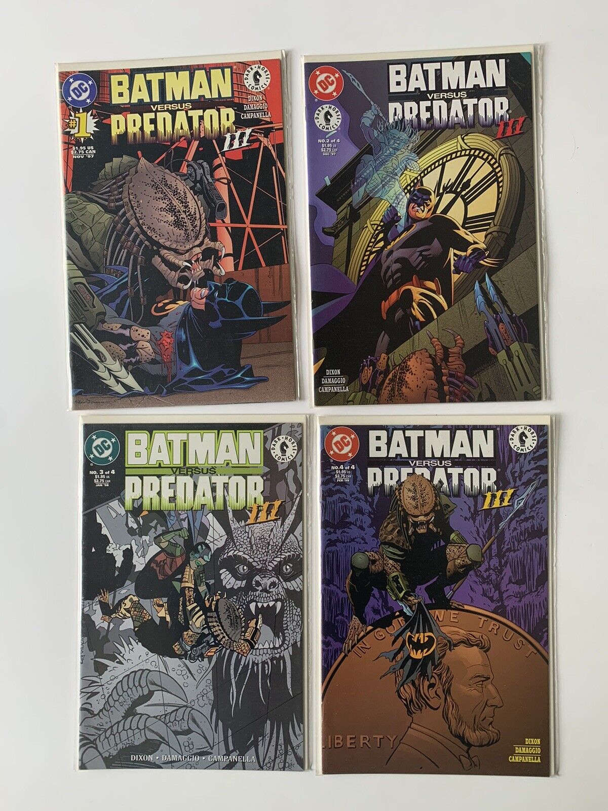 BATMAN Vs. PREDATOR III #1 2 3 4 COMPLETE SET 1997-1998 DC Dark Horse High Grade
