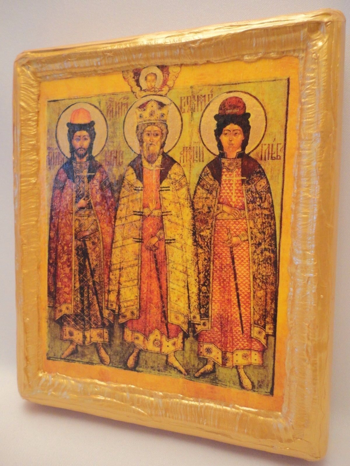 Saint Boris St Vladimir St Gleb Rare Eastern Orthodox Old World Icon OOAK