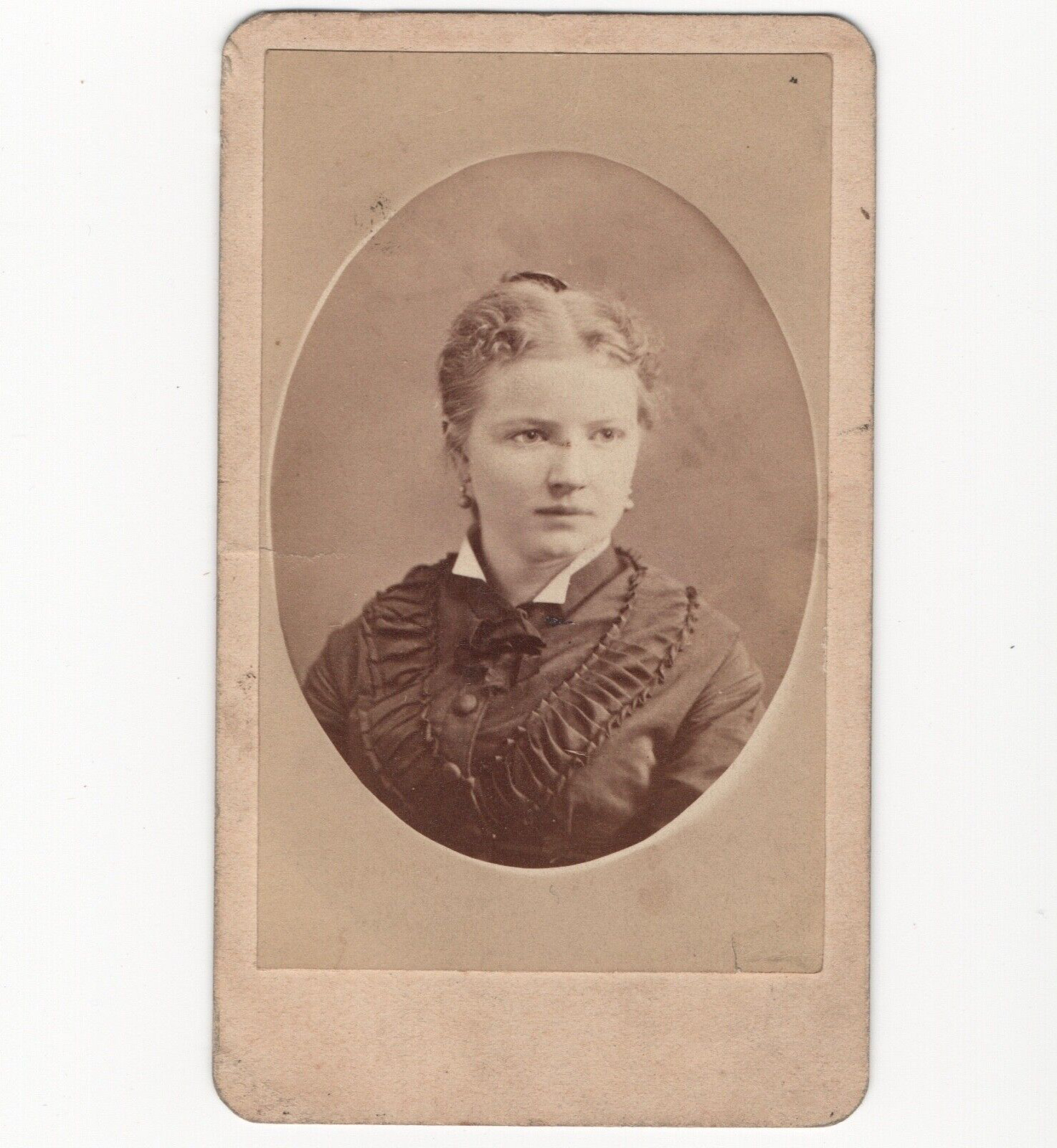 Antique Carte De Visite CDV Card Photograph Woman Oval Bust Portrait