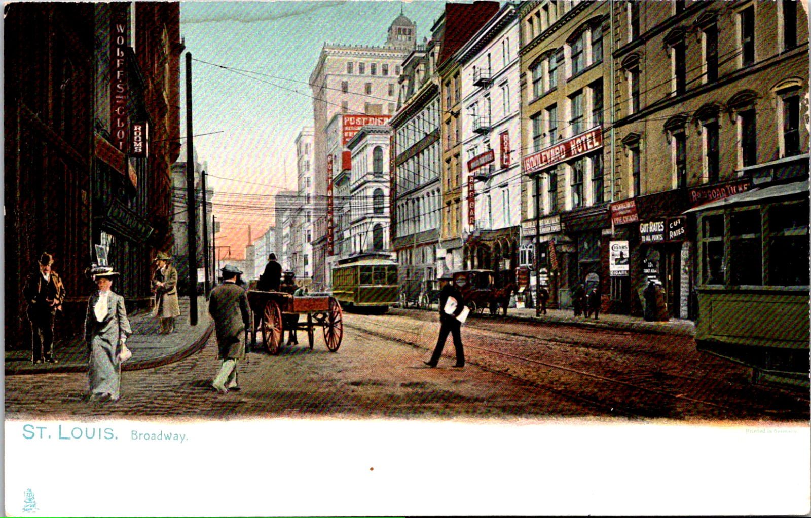 Postcard St. Louis Missouri Broadway Antique Vintage c1900-1907 Unposted UDB