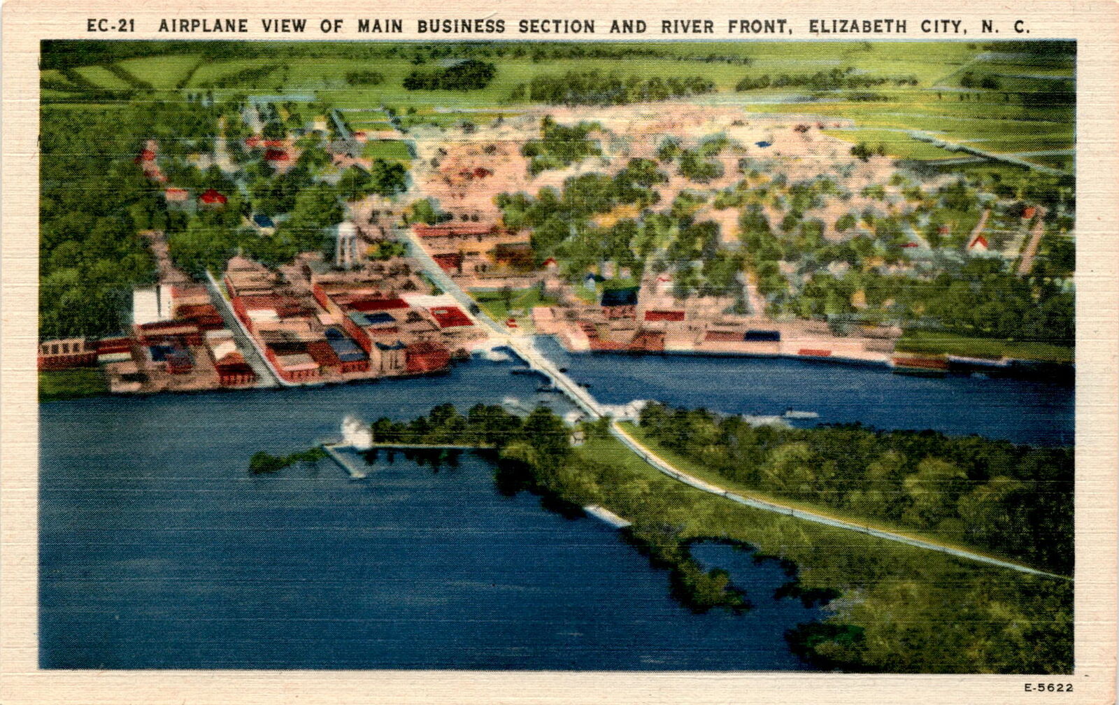 Elizabeth City, North Carolina, main business section, riverfront, Postcard