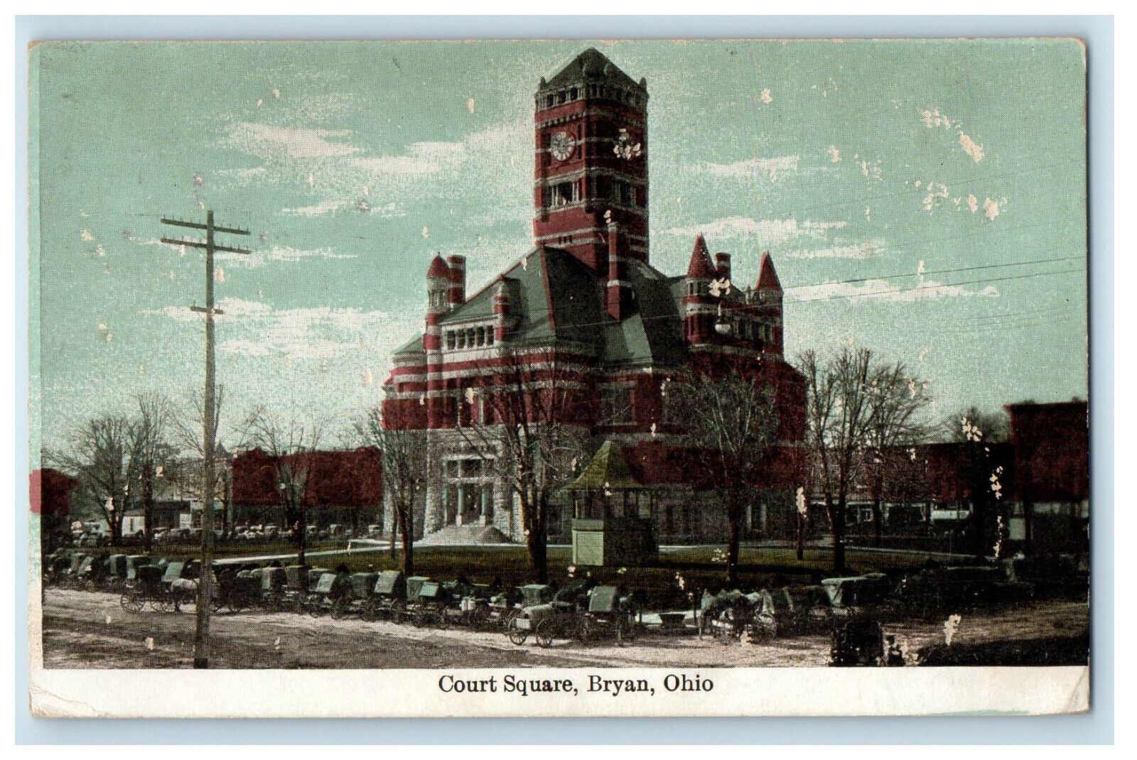 1910 Court Square, Bryan Ohio OH Montgomery MI Posted Antique Postcard