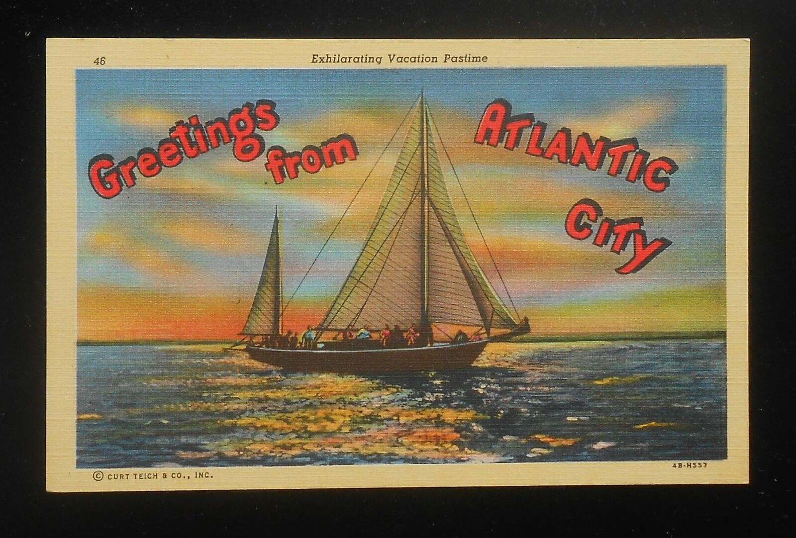 1940s Sailing Exhilarating Vacation Pastime Greetings Atlantic City NJ Atlantic 