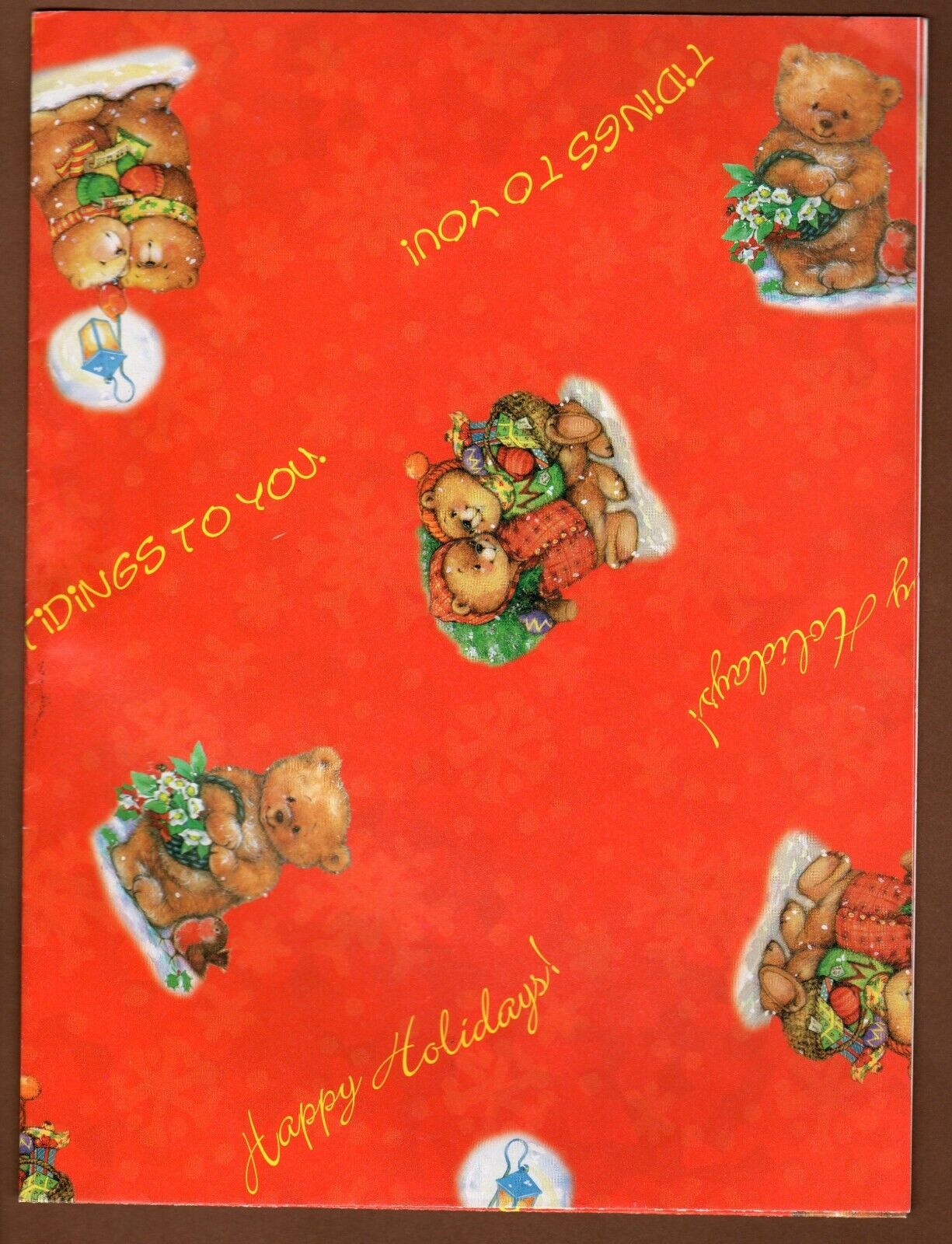 St. Labre Indian School Christmas Gift Wrap Brown Teddy Bears Holiday 30\
