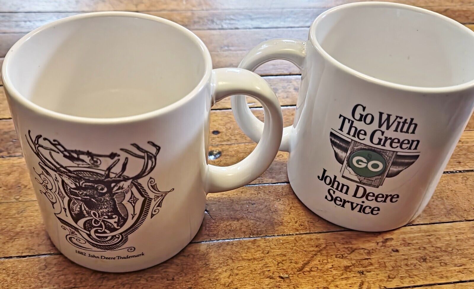 2 Vintage 1992 John Deere Coffee Mugs w 1892 Logo