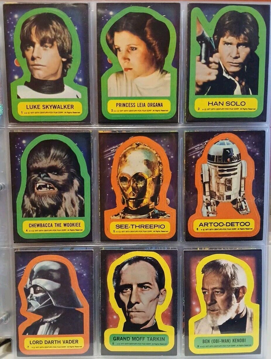 1977 Topps Star Wars Series 1 Complete Sticker Set (11) G/VG/EX *Vintage Set* 