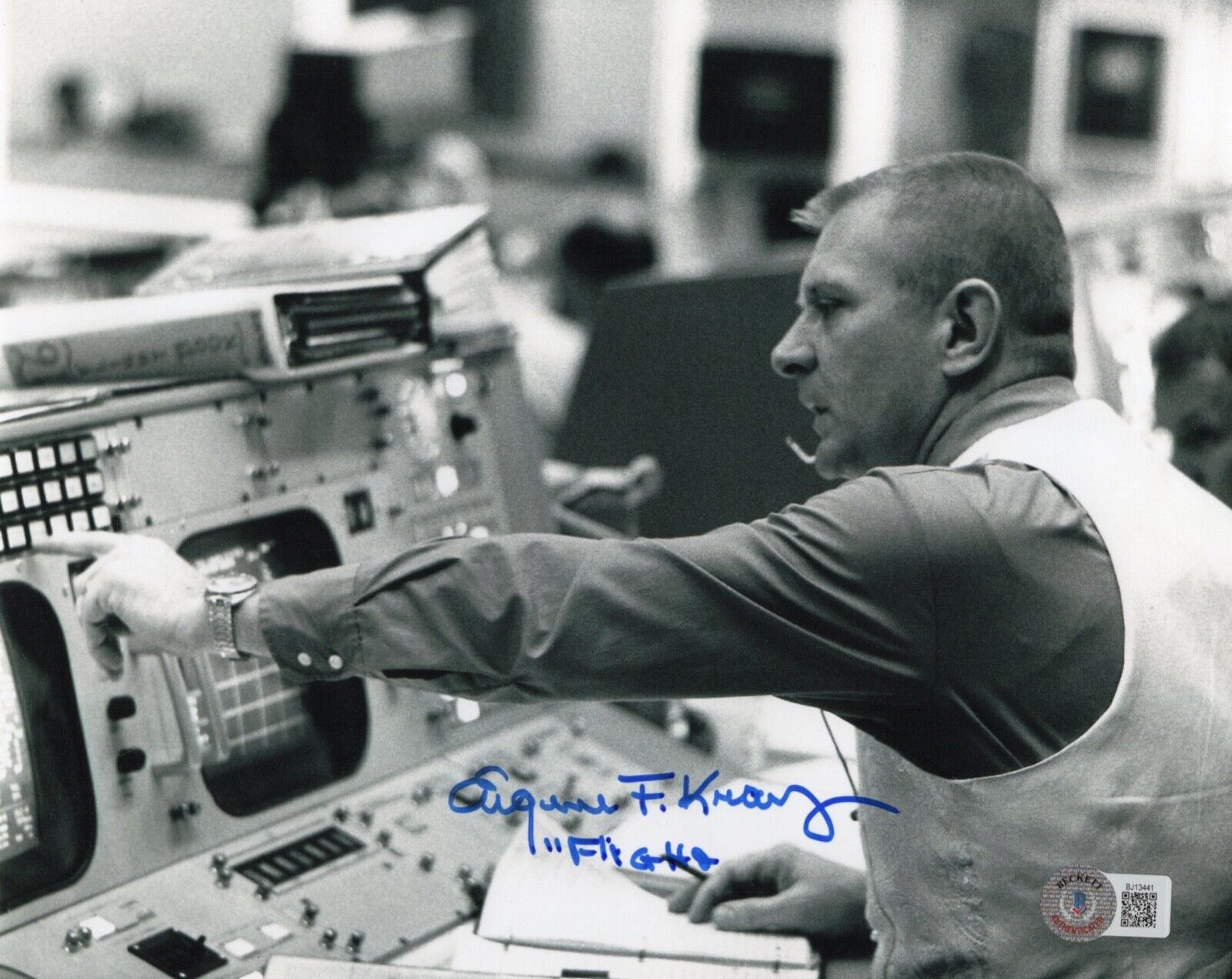 Eugene GENE Kranz Autographed Signed APOLLO 13 Flight 8x10 Photo NASA BAS COA