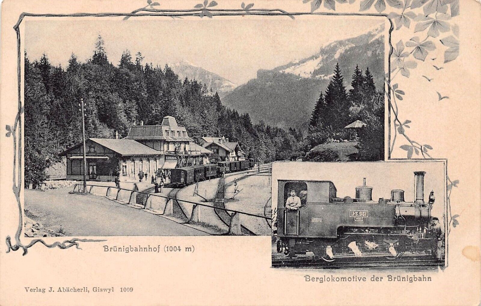 Brunig Hasliberg Railroad Train Station Depot Switzerland Vtg Postcard D46