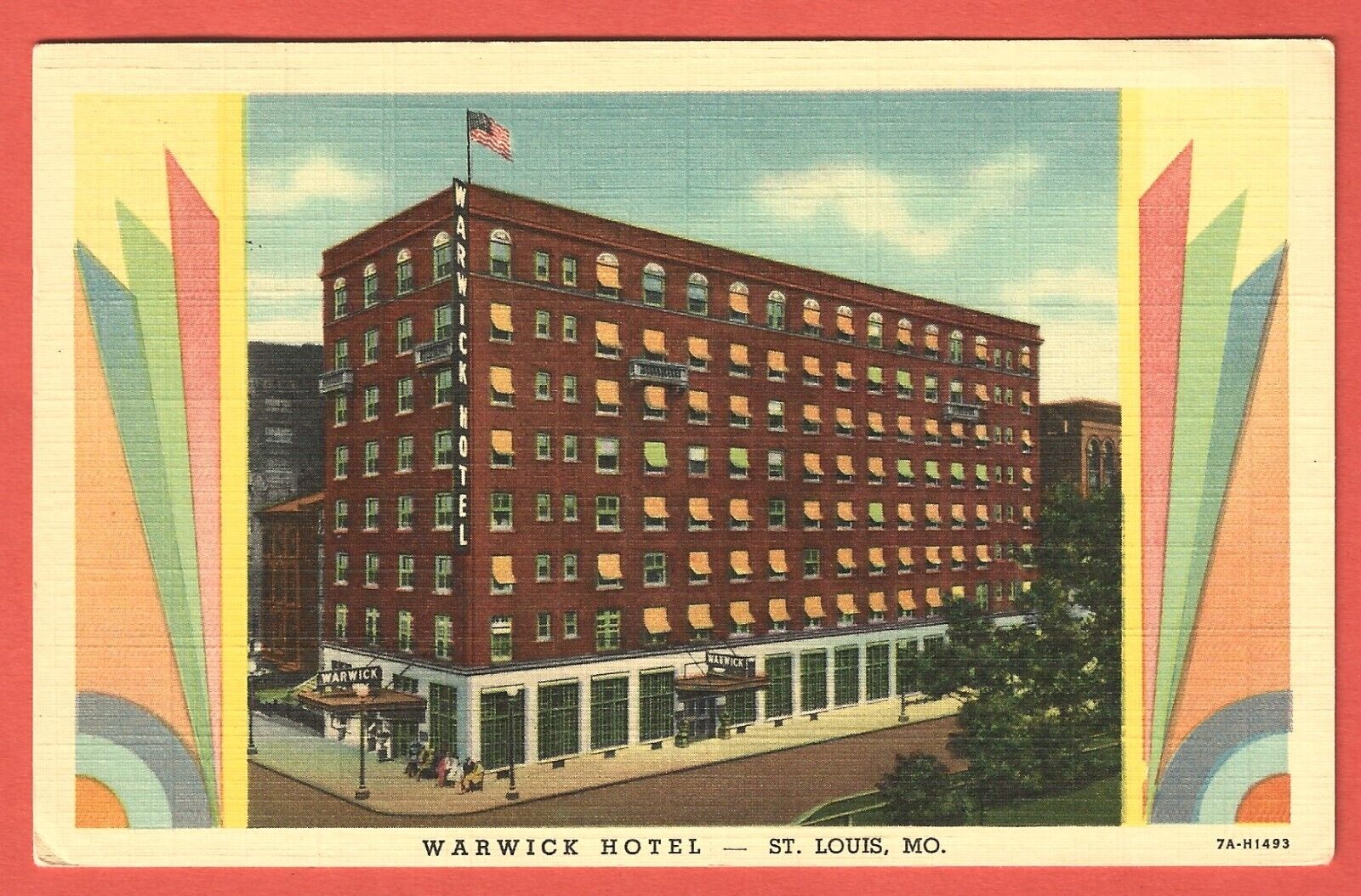 WARWICK HOTEL, ST. LOUIS, MISSOURI - 1937 Linen Postcard