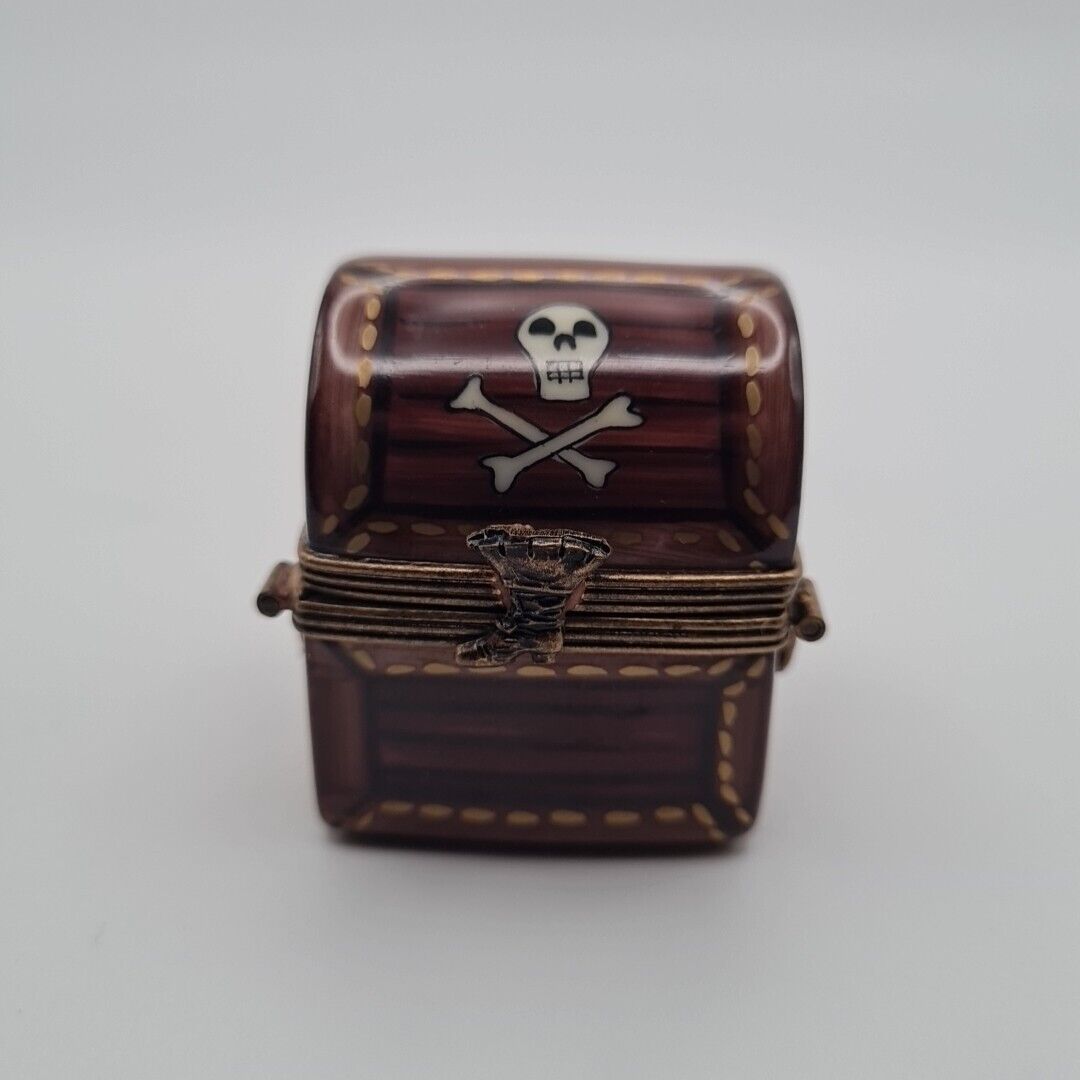 Authentic French Limoges pirate chest treasure box with removable loot inside