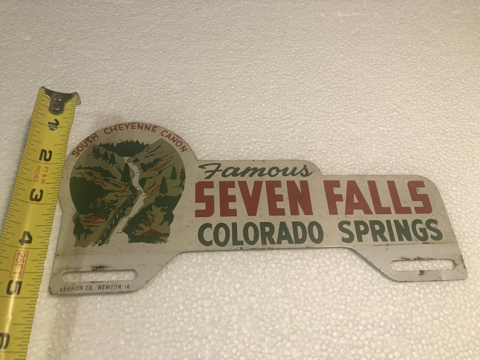 Vintage Seven Falls South Cheynne Canon Colorado License plate topper EMBLEM