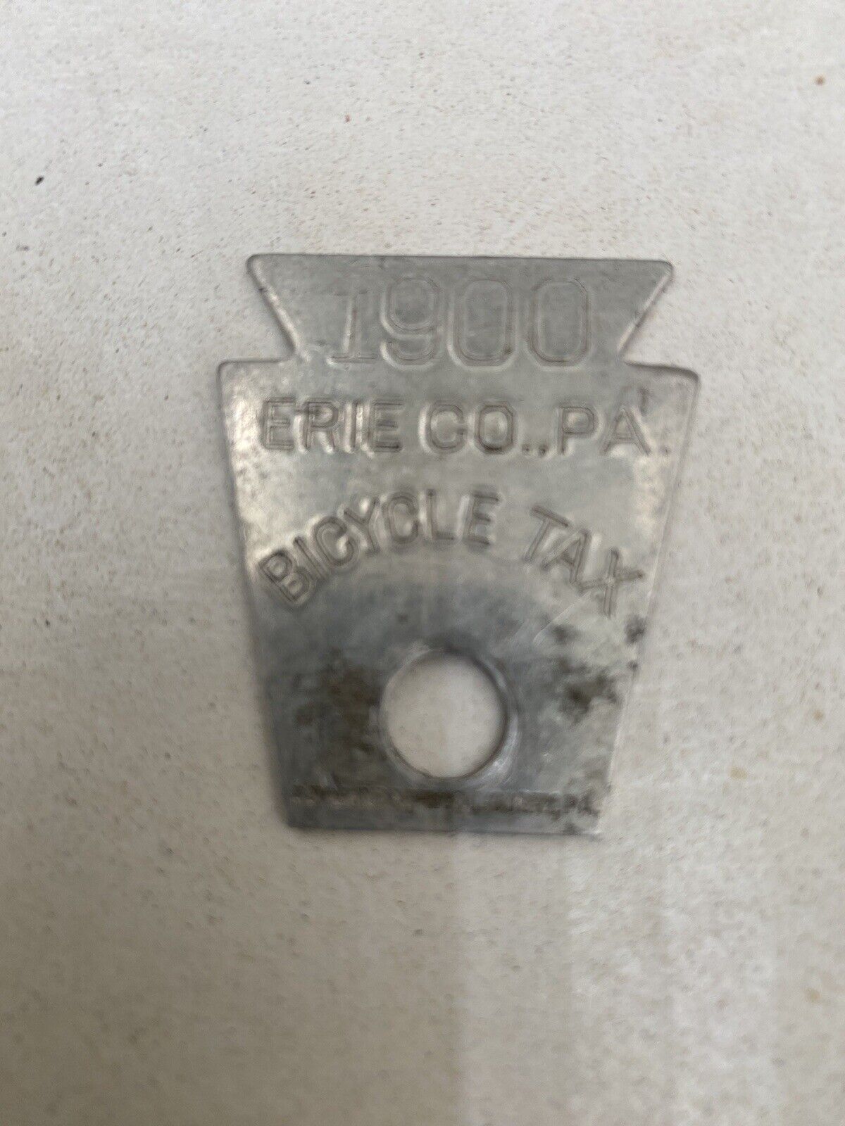 Very Rare 1900 Erie County PA  bicycle Tax Plate