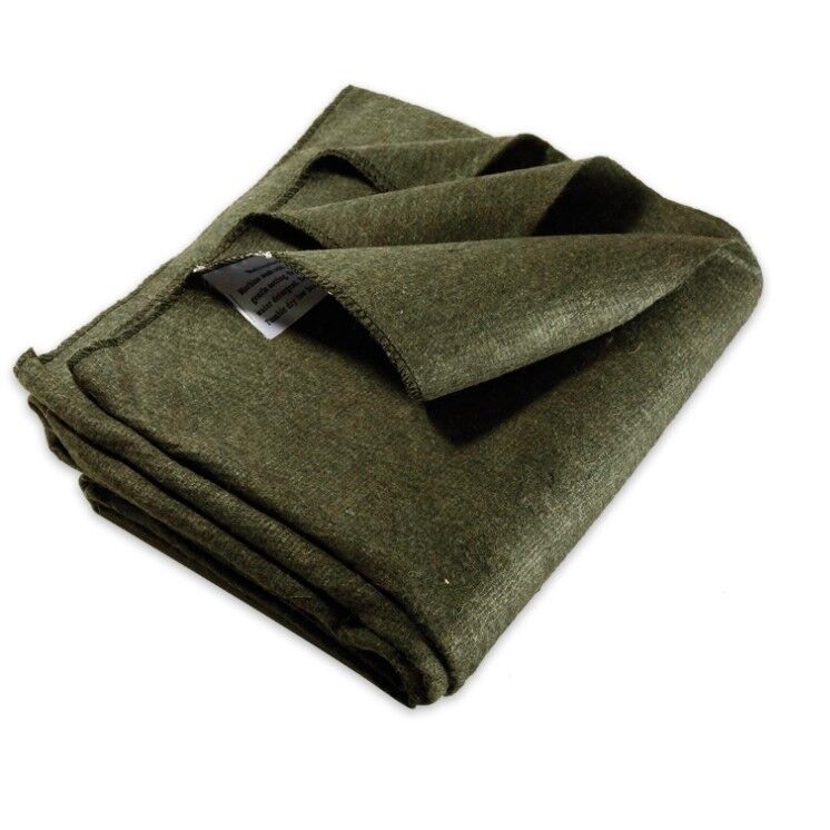 Military Surplus Large Olive Drab Green Wool Blanket 