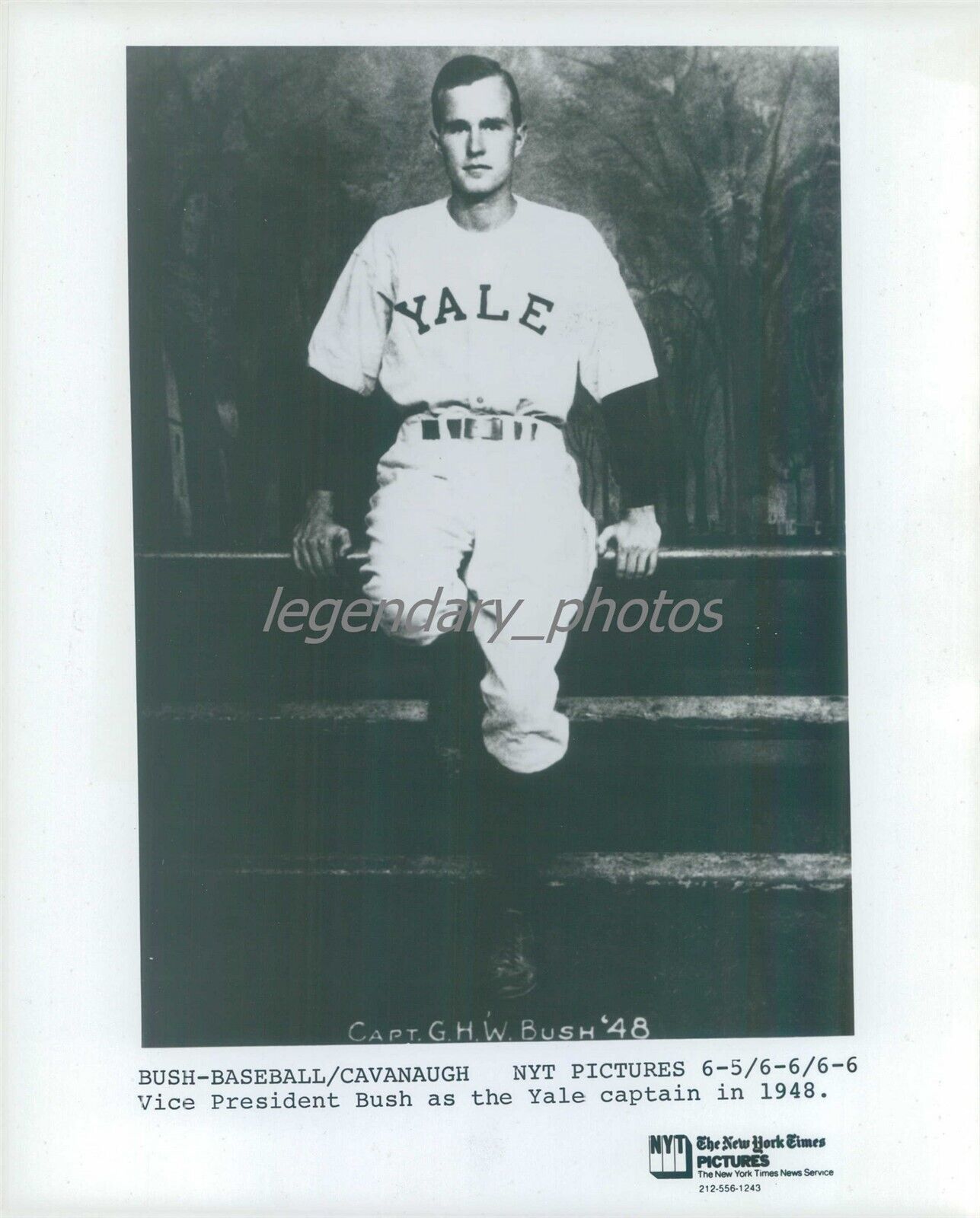1948 George Bush as Yale Baseball Captain Original News Service Photo