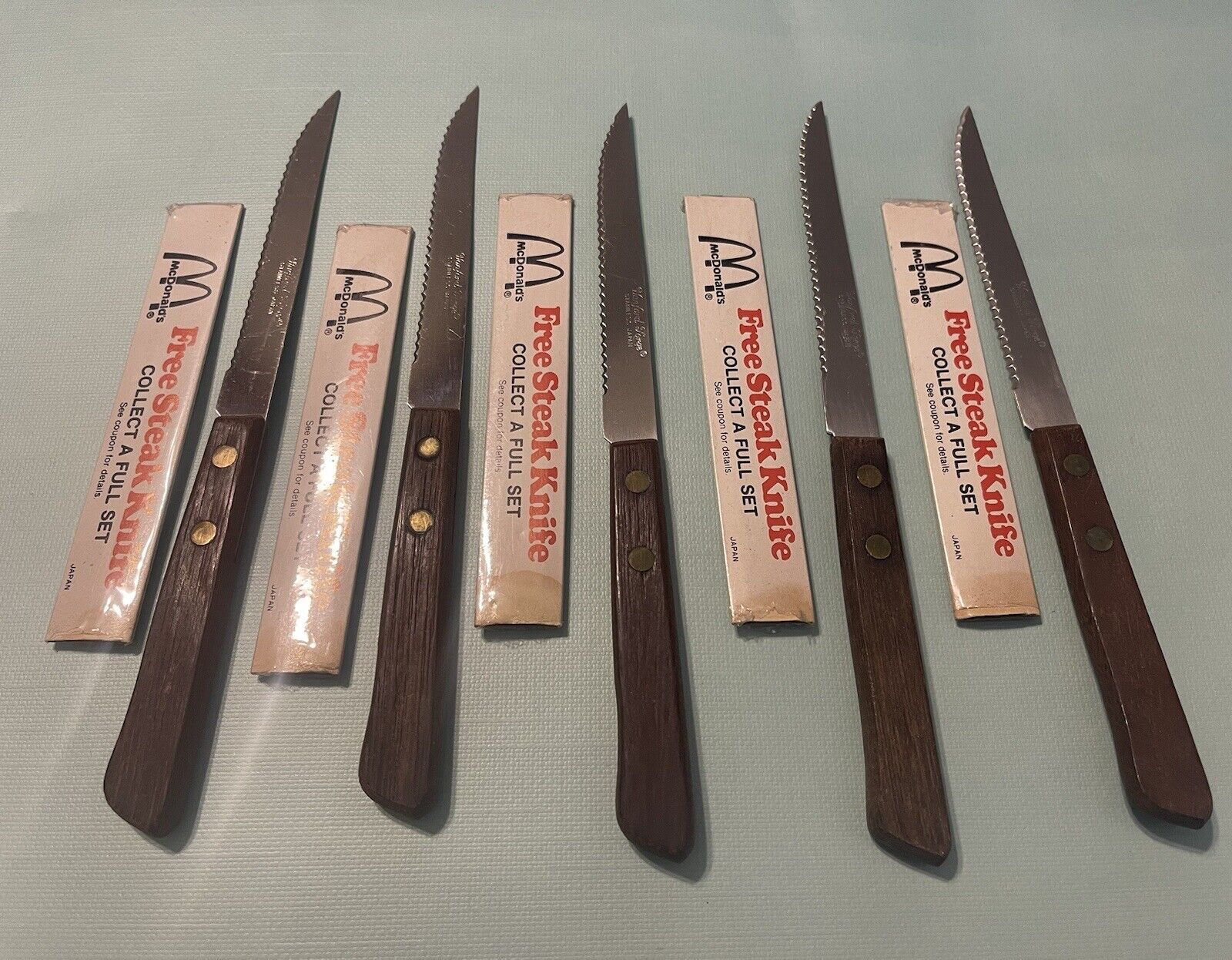 VTG 5 McDonalds Promo Steak Knives Japan Stainless Steel Blade 8\