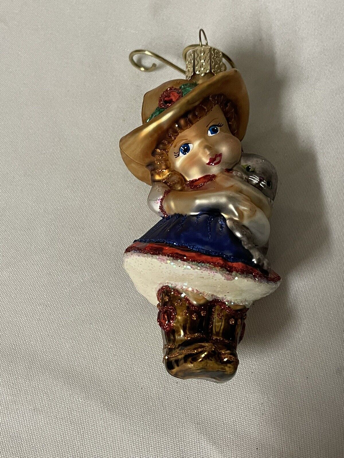 Old World Christmas Little Cowgirl Glass Ornament