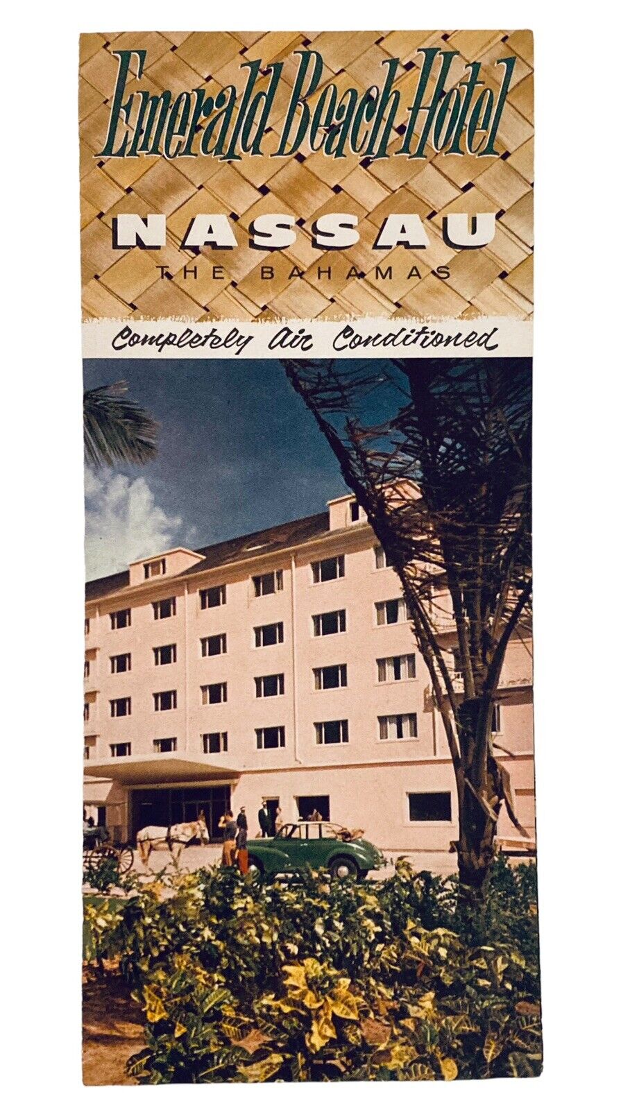 1960s Emerald Beach Hotel Nassau Bahamas Fold Out Souvenir Brochure Litho USA