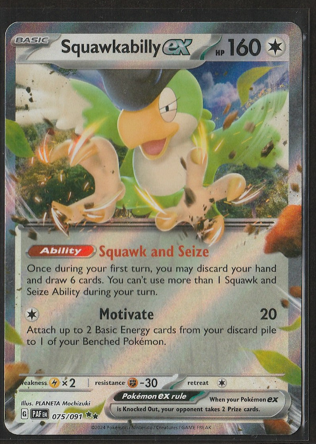 Squawkabilly ex 075/091 Pokemon Card Paldean Fates