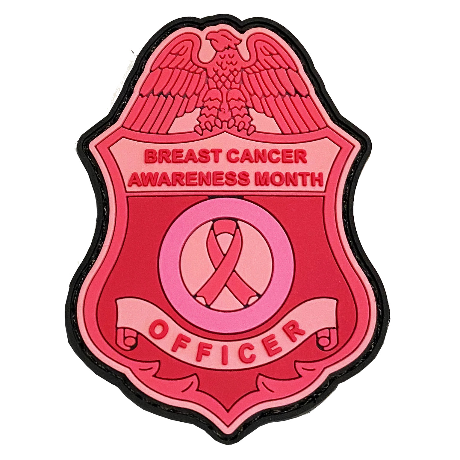 BL17-017 Pink Breast Cancer Awareness PVC Patch with Hook and Loop (CBP shape) F