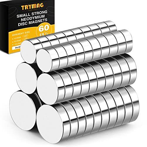 TRYMAG Refrigerator Small Magnets 60Pcs, 3 Different Size, Multi-Use Tiny Rou...