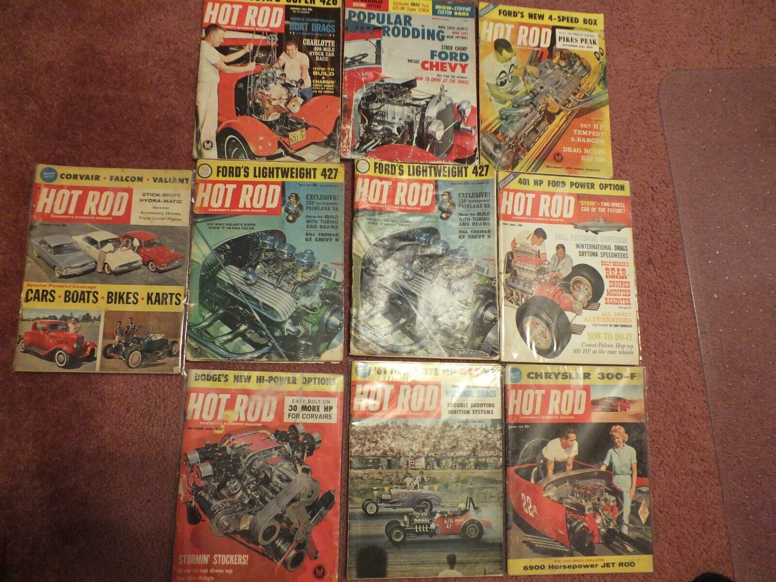 Vintage Hot Rod Magazine Lot Of 10 Issues From 1960 to 1963