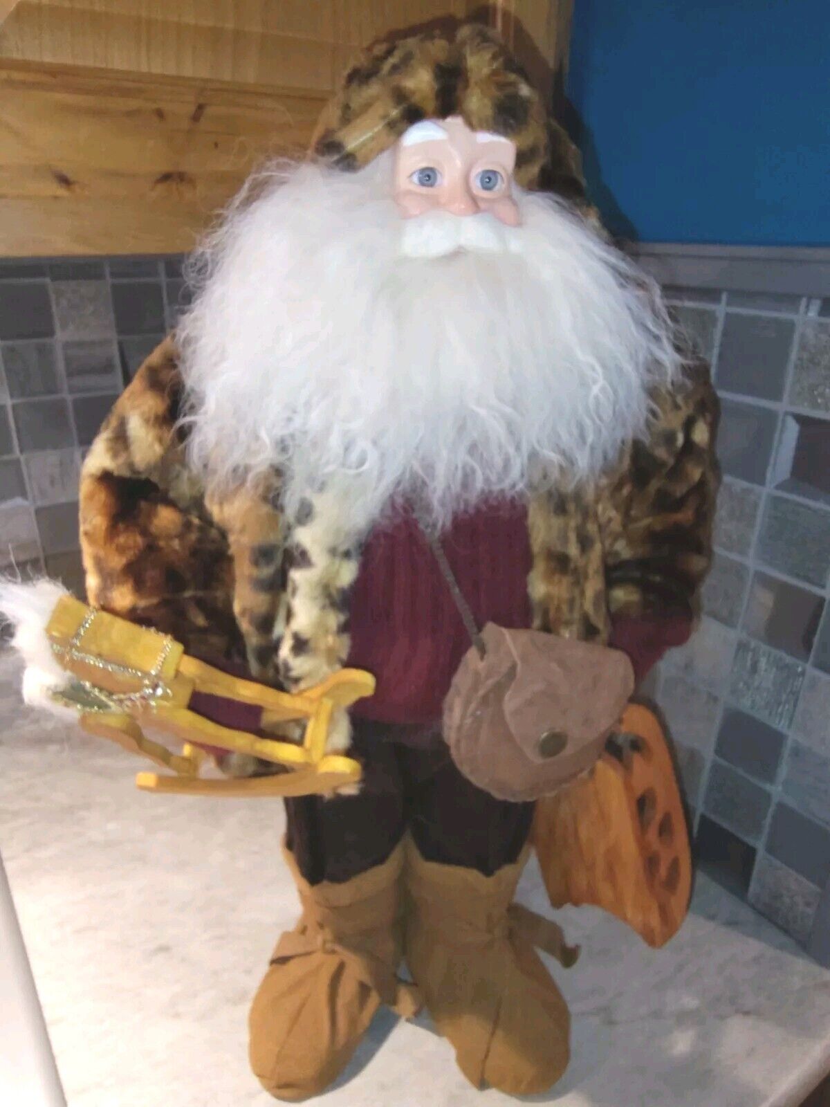 VTG 90\'s STUNNING JOLLY OLD ST. NICK STANDING FIGURE DISPLAY OLD WORLD-RUSTIC