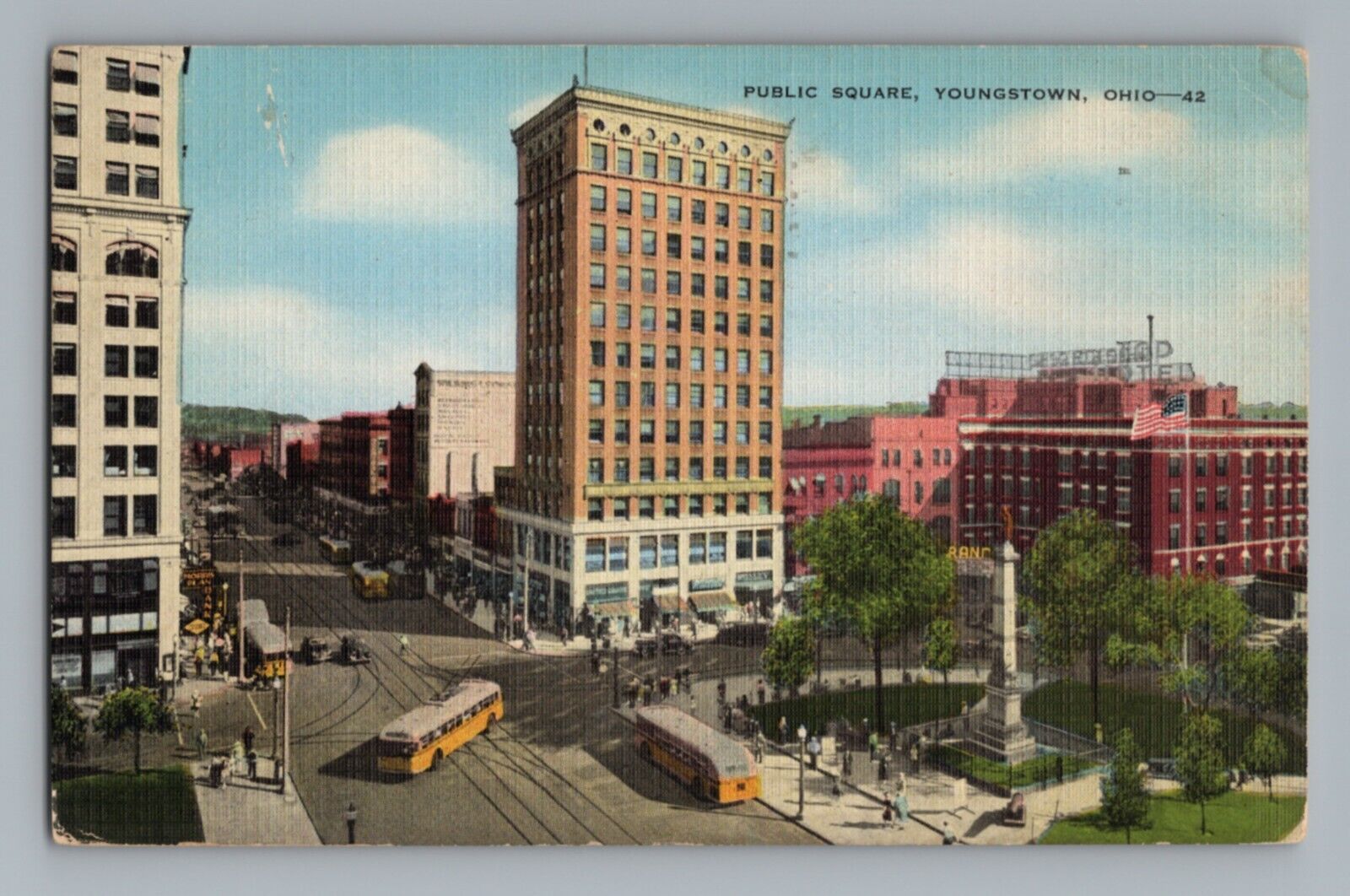 Public Square Youngstown Ohio Vintage Postcard