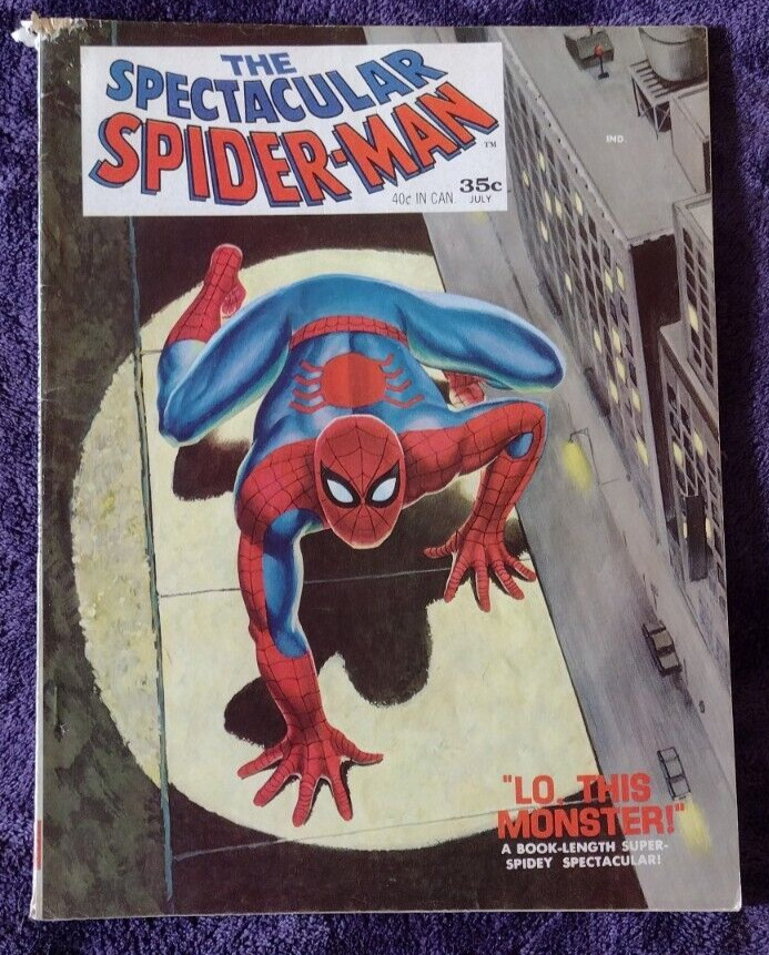 Spectacular SPIDER-MAN 1968 Comic Book/Magazine 35 Cents Stan Lee Romita B&W FN