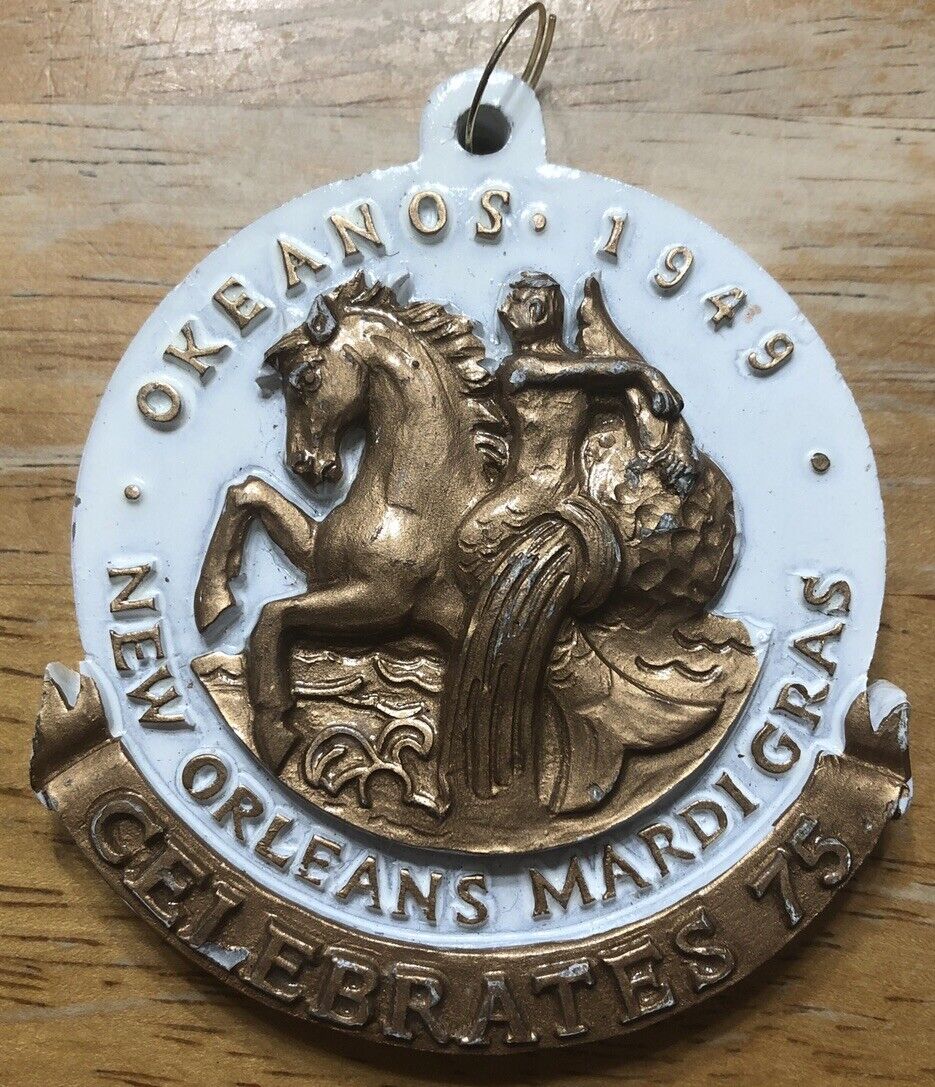 Krewe Of Okeanos 2024 75th Anniversary Medallion Mardi Gras Bead New Orleans