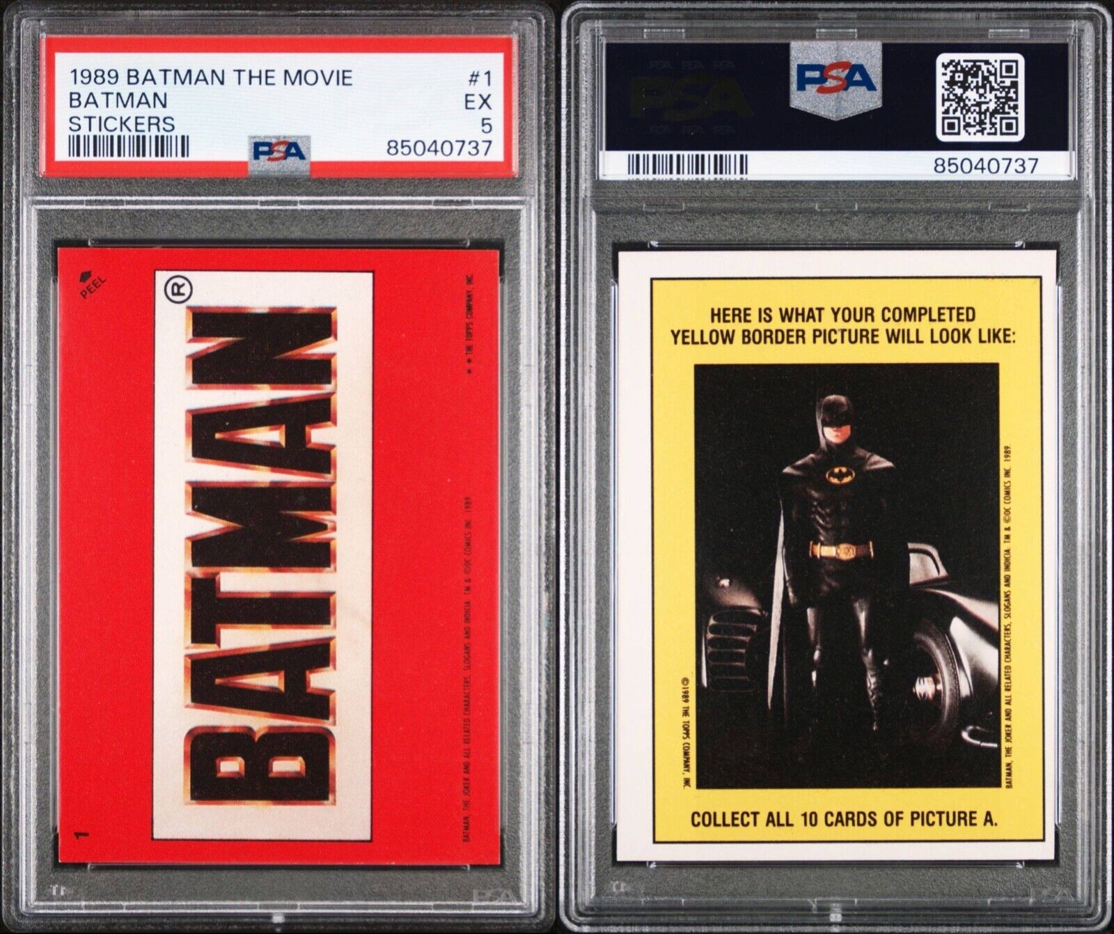 1989 Topps BATMAN the Movie Stickers #1 PSA 5