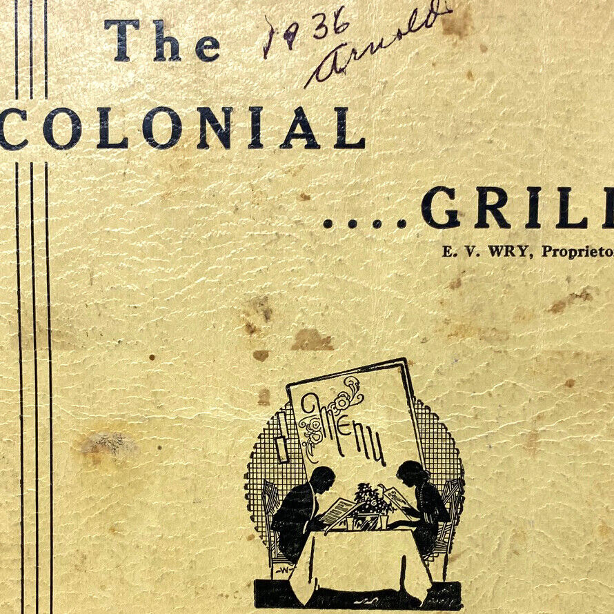 1936 The Colonial Grill Cafeteria Restaurant Menu St Albans Vermont Blue Lion