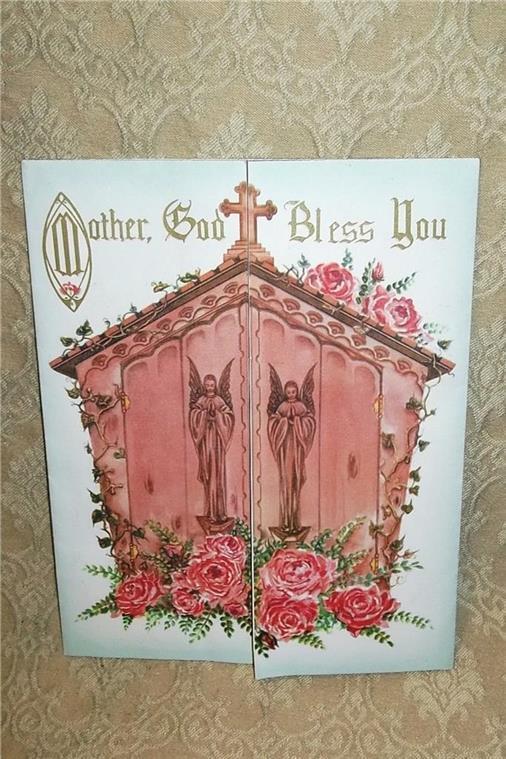 VINTAGE CATHOLIC MOTHER\'S DAY GREETING CARD BLESSED VIRGIN MARY IMMACULATE HEART