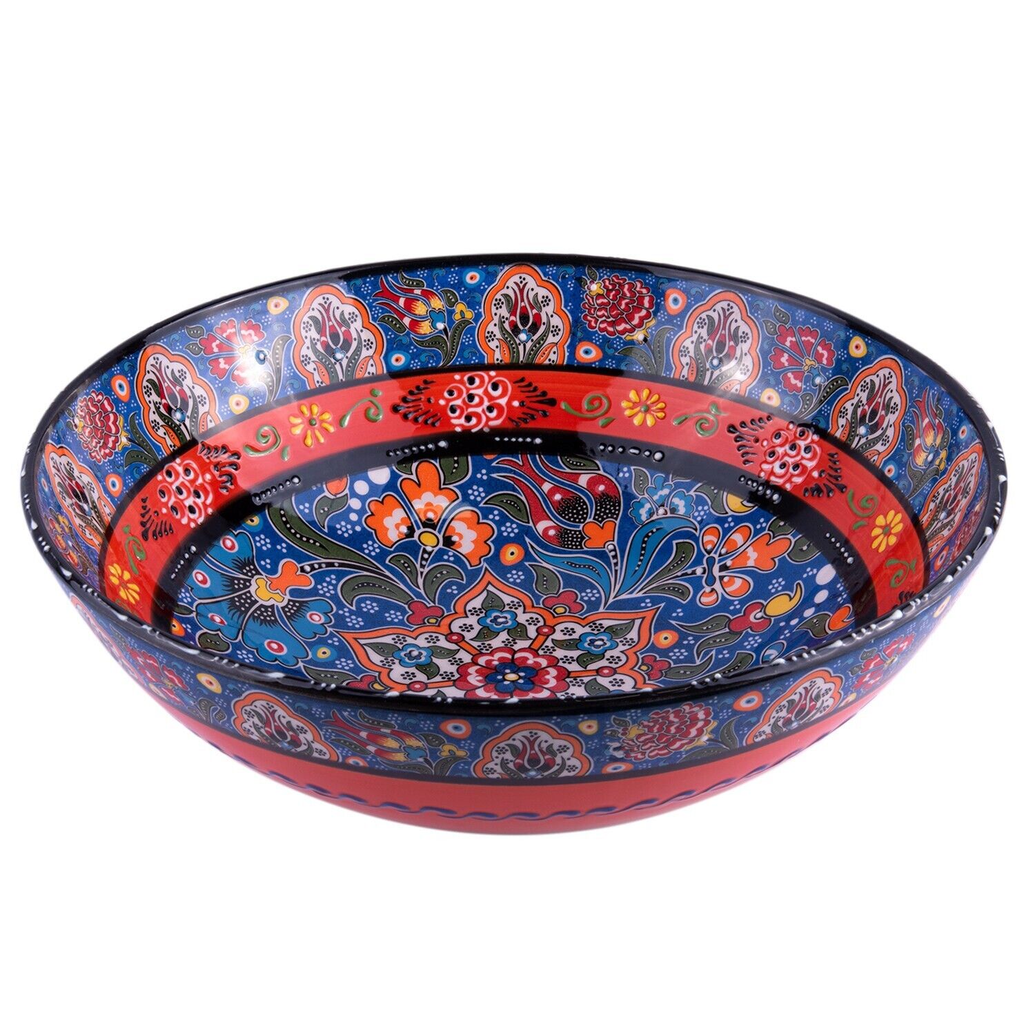 Large Handmade Turkish Bowl Ceramic Serving Pottery Mixing Bowl 12x4\