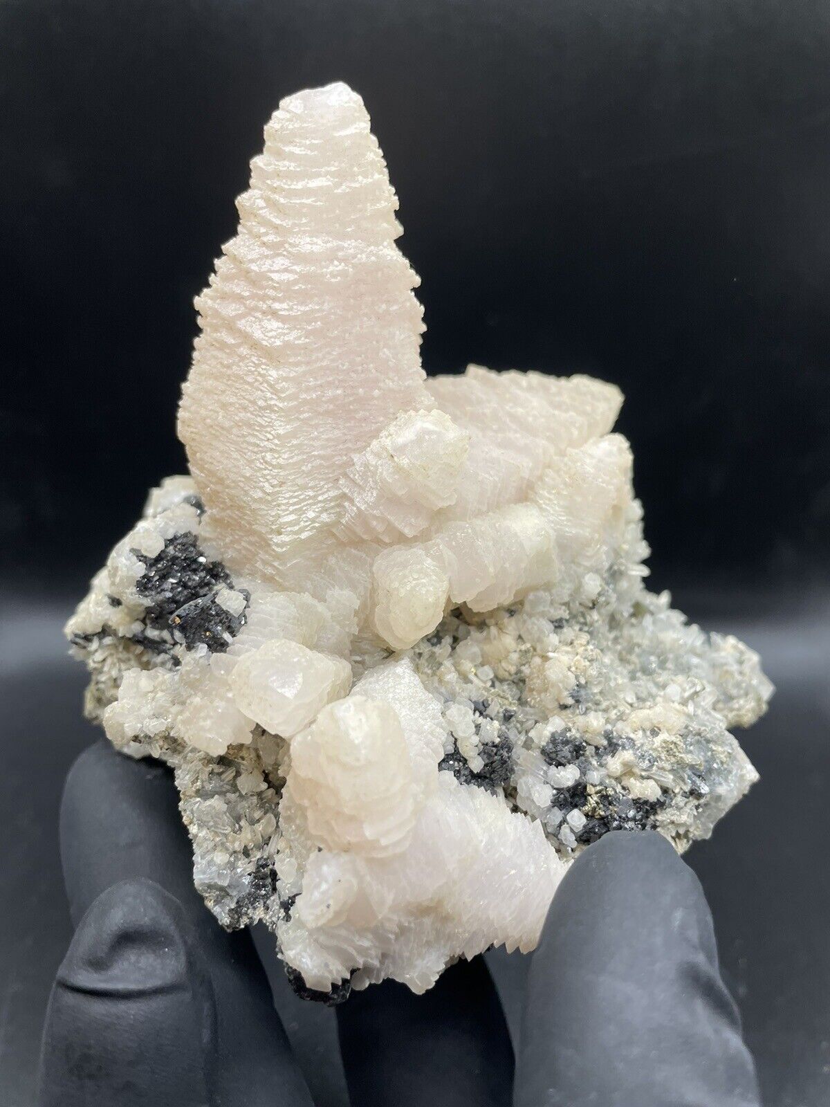 Large Calcite Crystal with Sphalerite Chalcopyrite and Quartz from Bulgaria