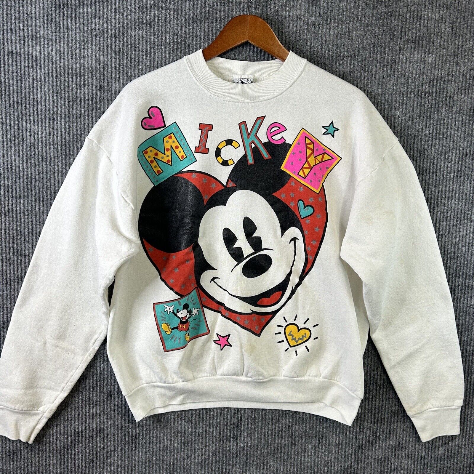 Vintage 80’s Disney Mickey Mouse Sweatshirt Adult Large White