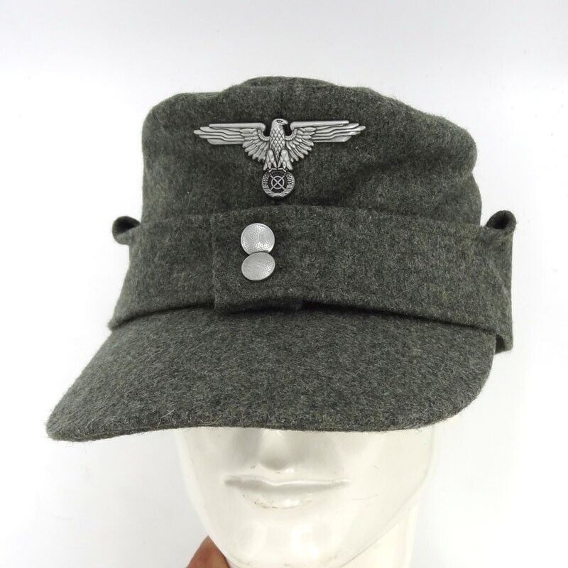 WW2 German Army Solider M43 Field Wool Cap Hat & German Eagle Badge Pin Size 61