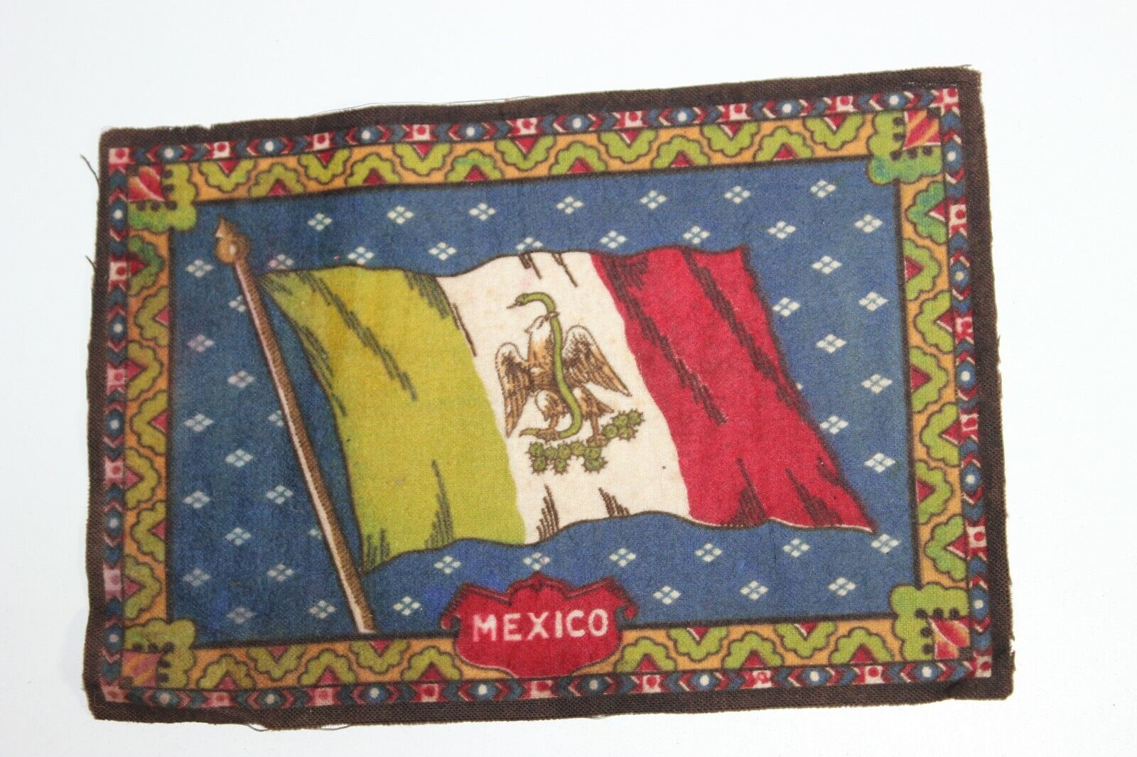 c1910s Mexico Flag Tobacco Felt Antique Cigarette Premium 8.25\