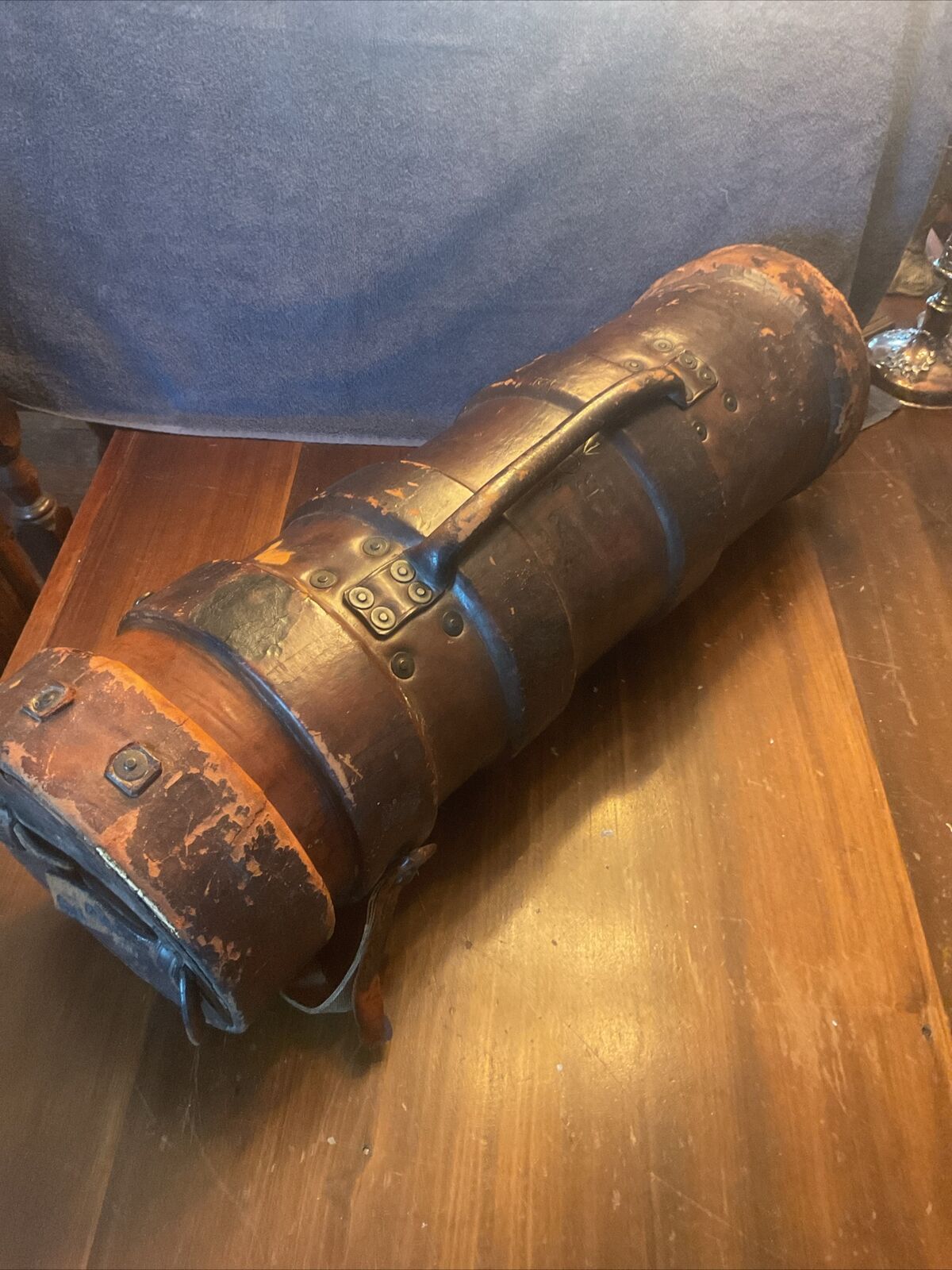Antique Civil War Cannon Ball Leather Case