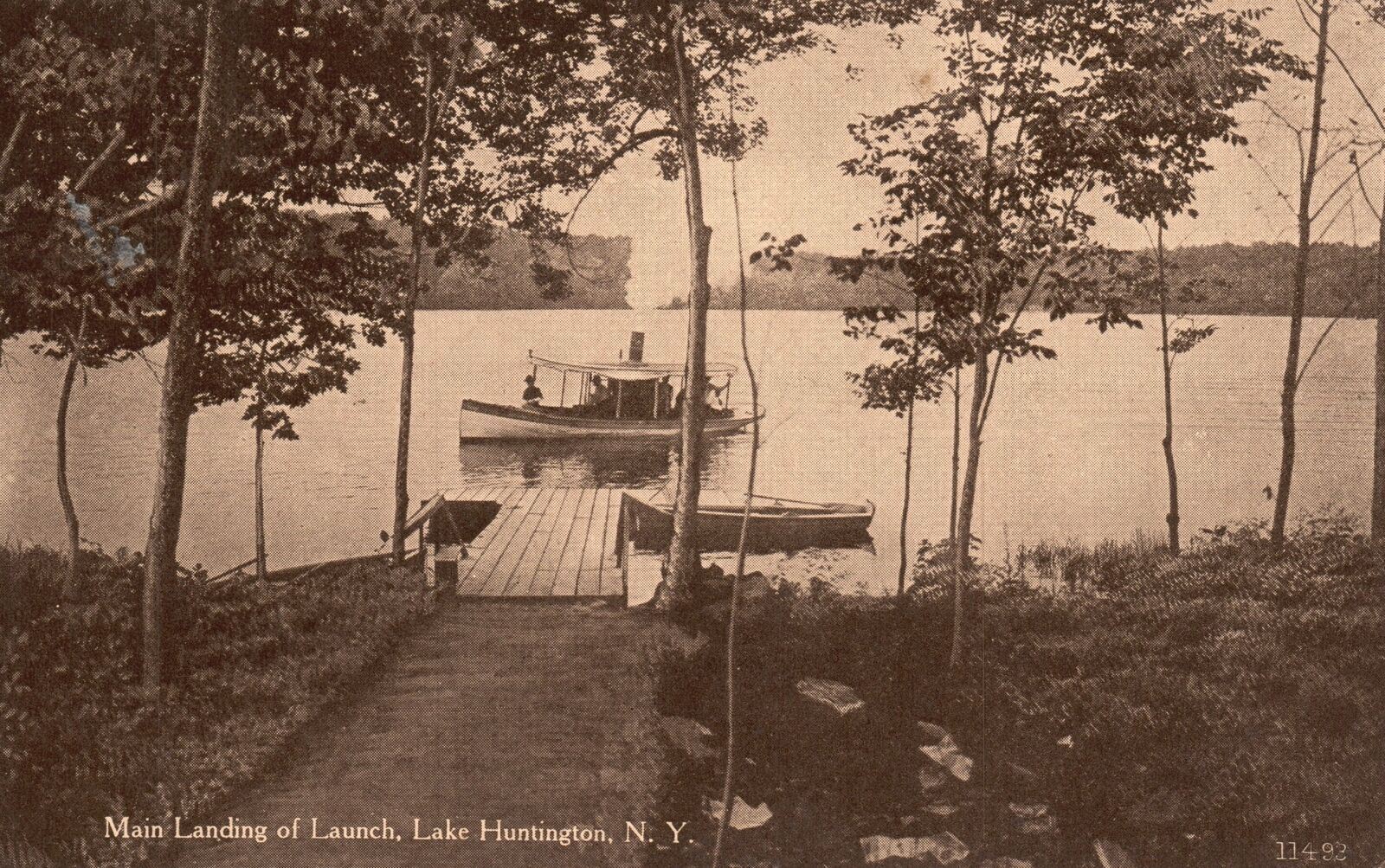 Vintage Postcard 1916 Main Landing Of Launch Lake Huntington New York NY GVM Pub