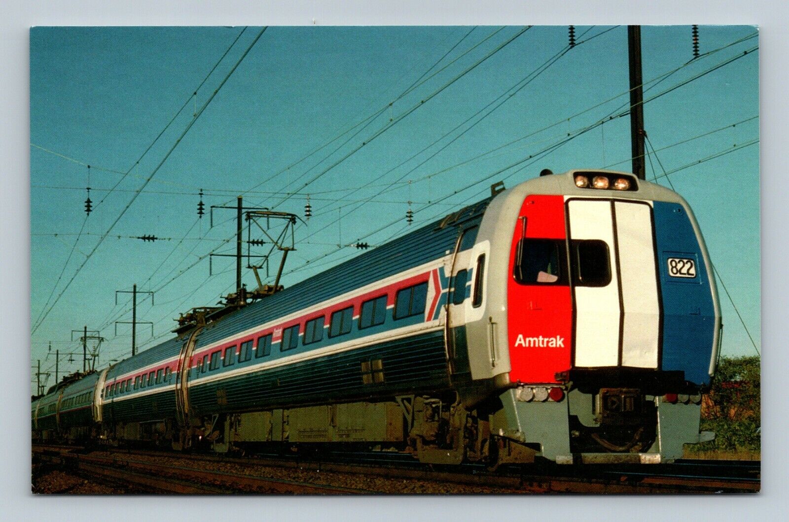 Amtrak Metroliner #822 Electric railroad passenger train postcard