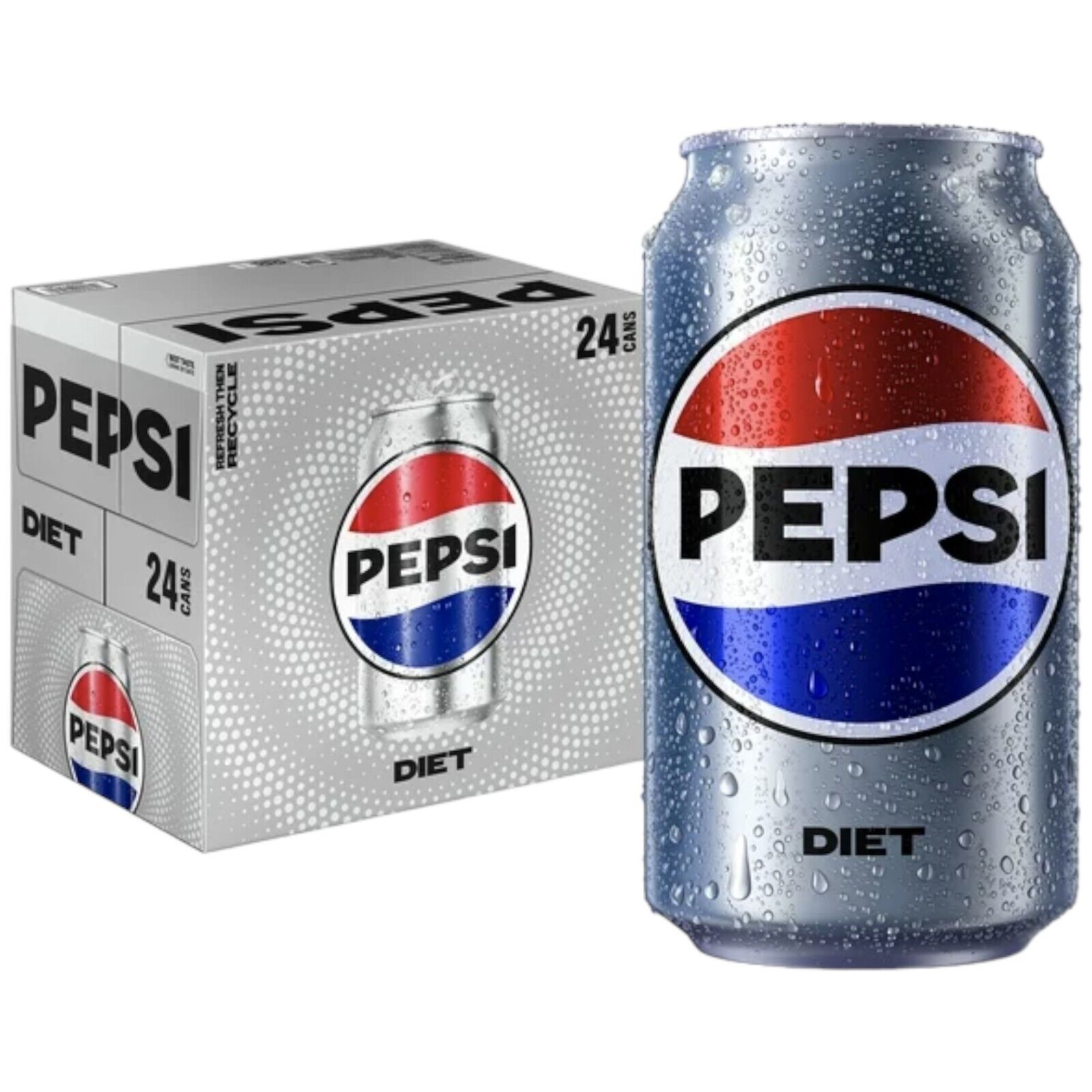 Diet Pepsi Soda 24 Pack Soft Drinks Soda PepsiCo 12oz Soda Pack of 24 Cans