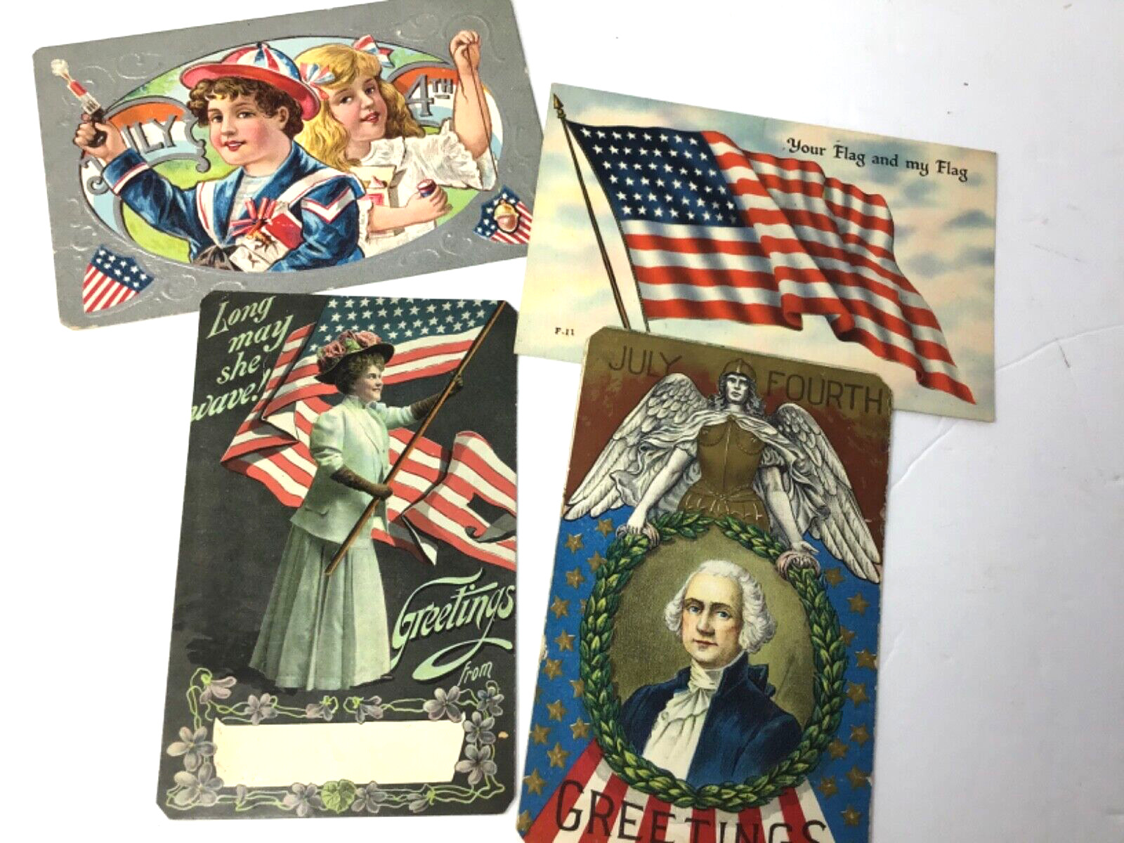 Vintage Post Card Lot Patriotic Flag 4th July America