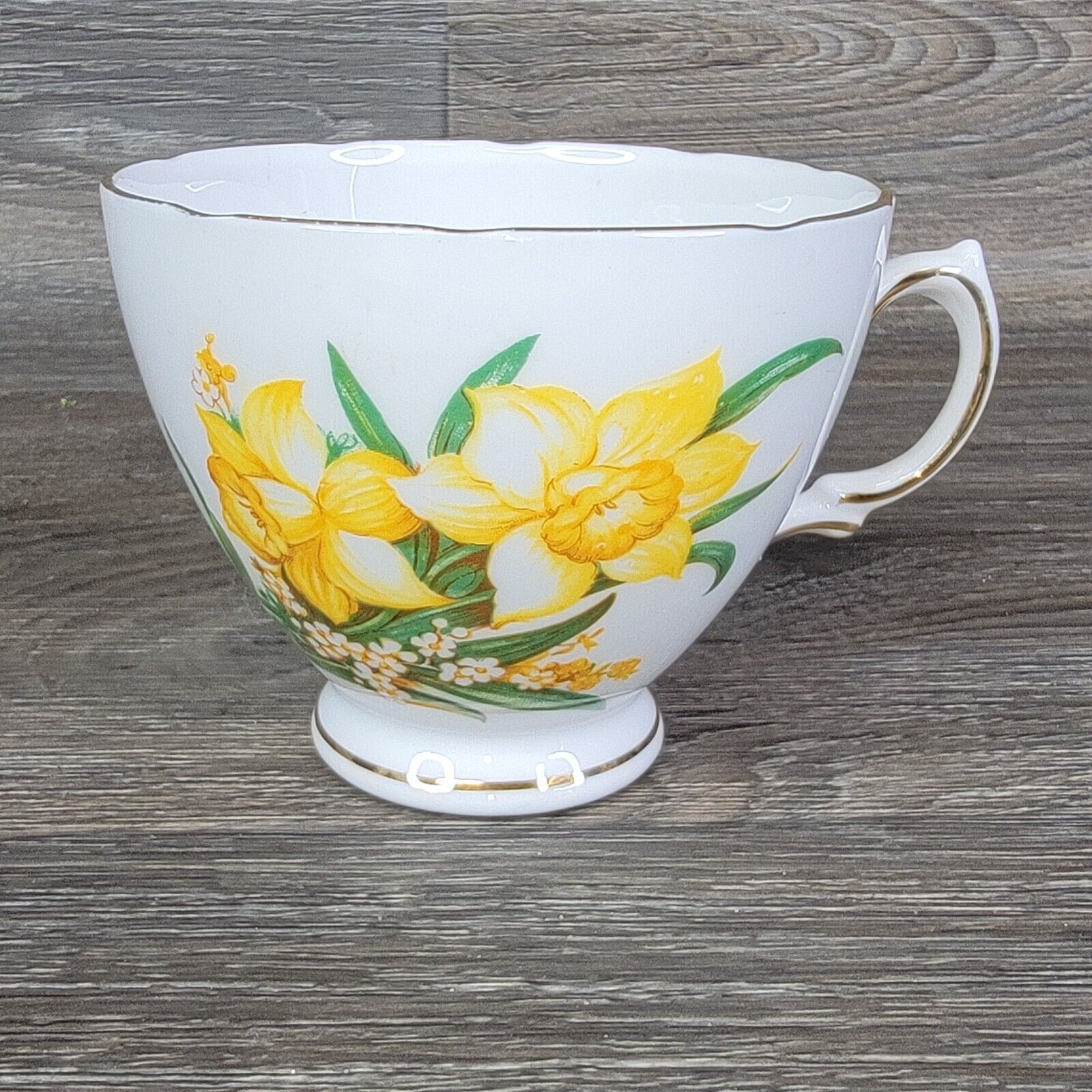 Vintage Royal Vale Bone China Yellow Daffodil Flower Tea Cup 1960s England