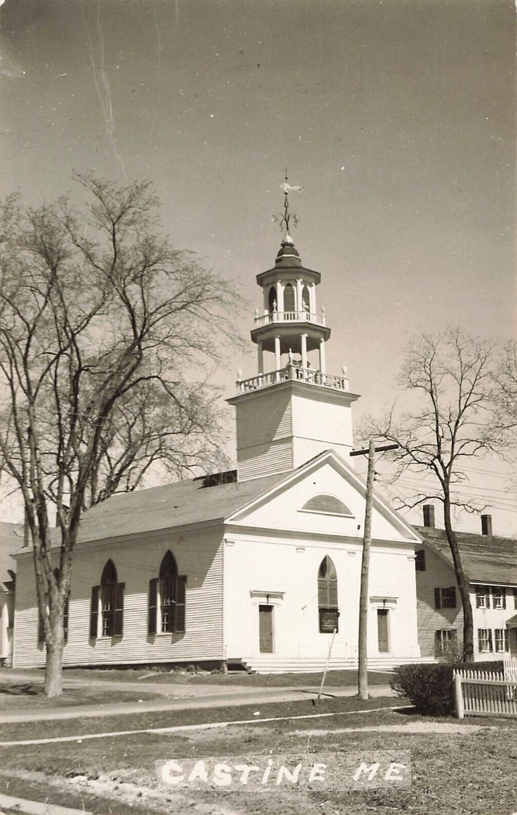 Postcard: Castine, Maine: Unitarian Universalist Congregation, RPPC, c1940s